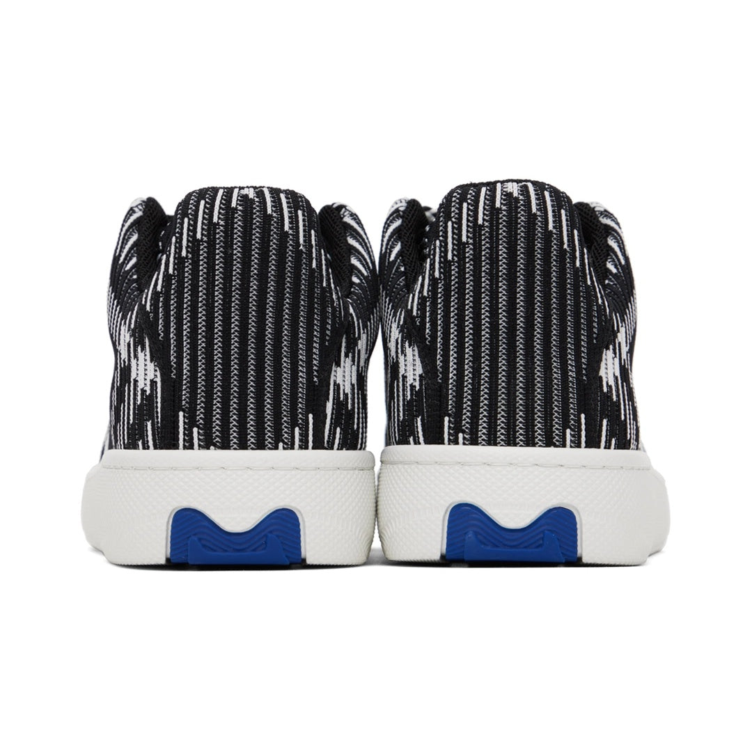 BURBERRY CHECK KNIT BOX LOW-TOP SNEAKERS BLACK