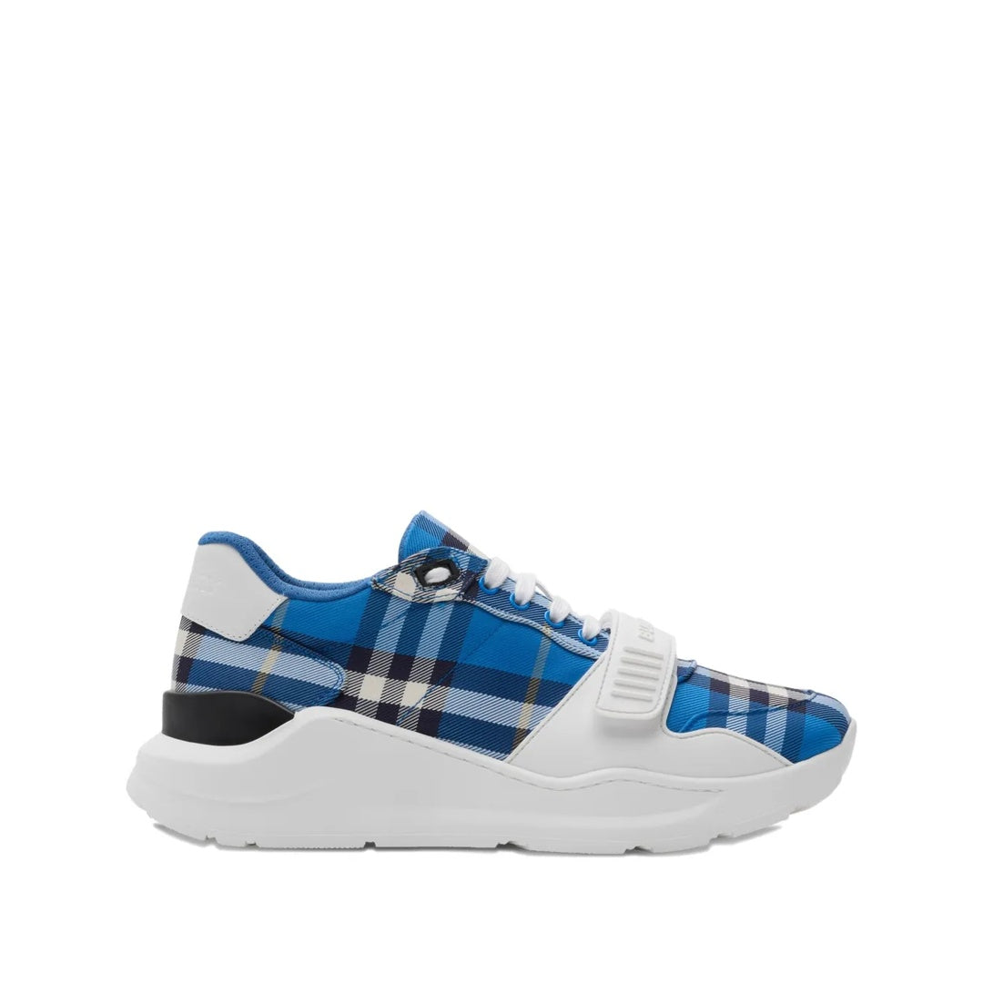 BURBERRY NEW REGIS VINTAGE CHECK CANVAS TRAINERS WHITE