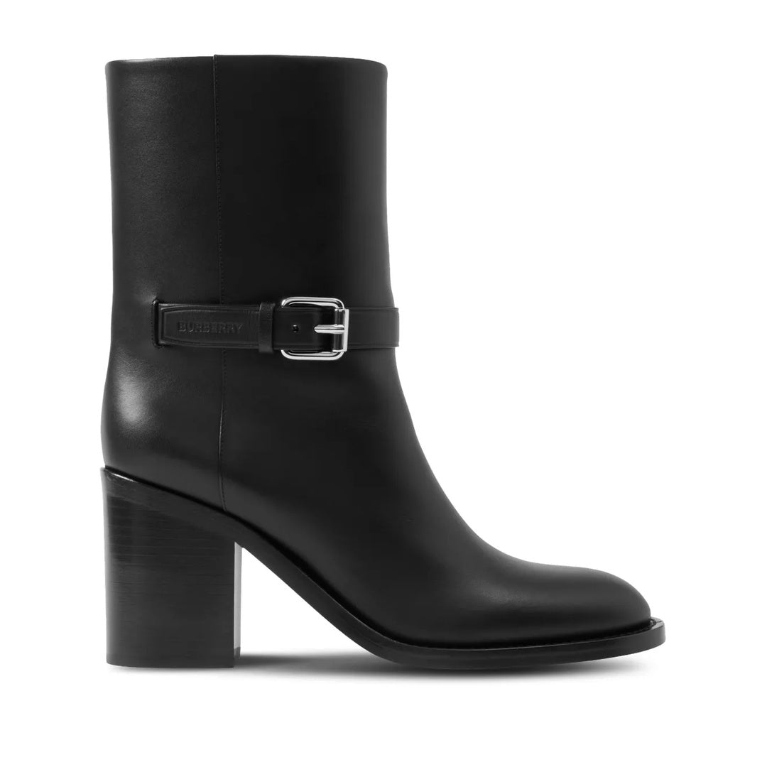BURBERRY HUNTLEY LEATHER ANKLE BOOTS BLACK