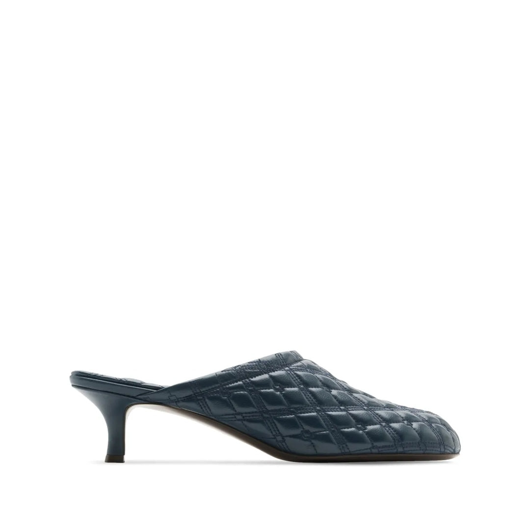 BURBERRY EKD LEATHER BABY MULES BLUE