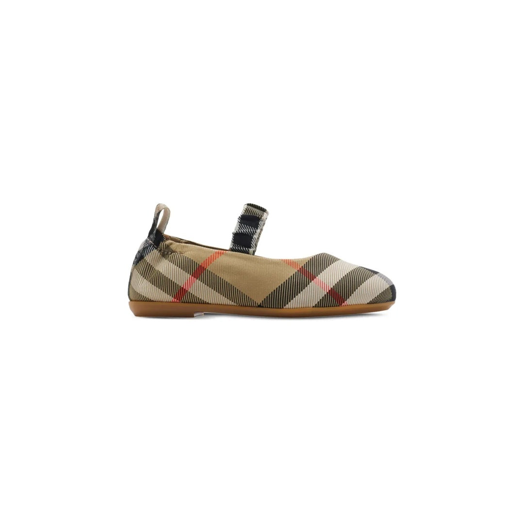 BURBERRY CHECK JACQUARD BALLET FLATS NATURAL