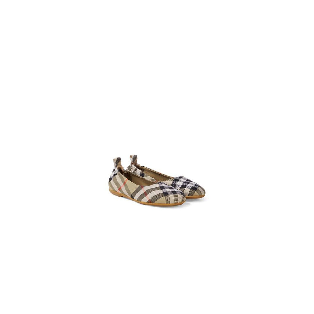 BURBERRY CHECK JACQUARD BALLET FLATS NATURAL