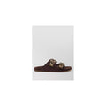 BURBERRY CHECK SUEDE URCHIN SANDALS BLACK
