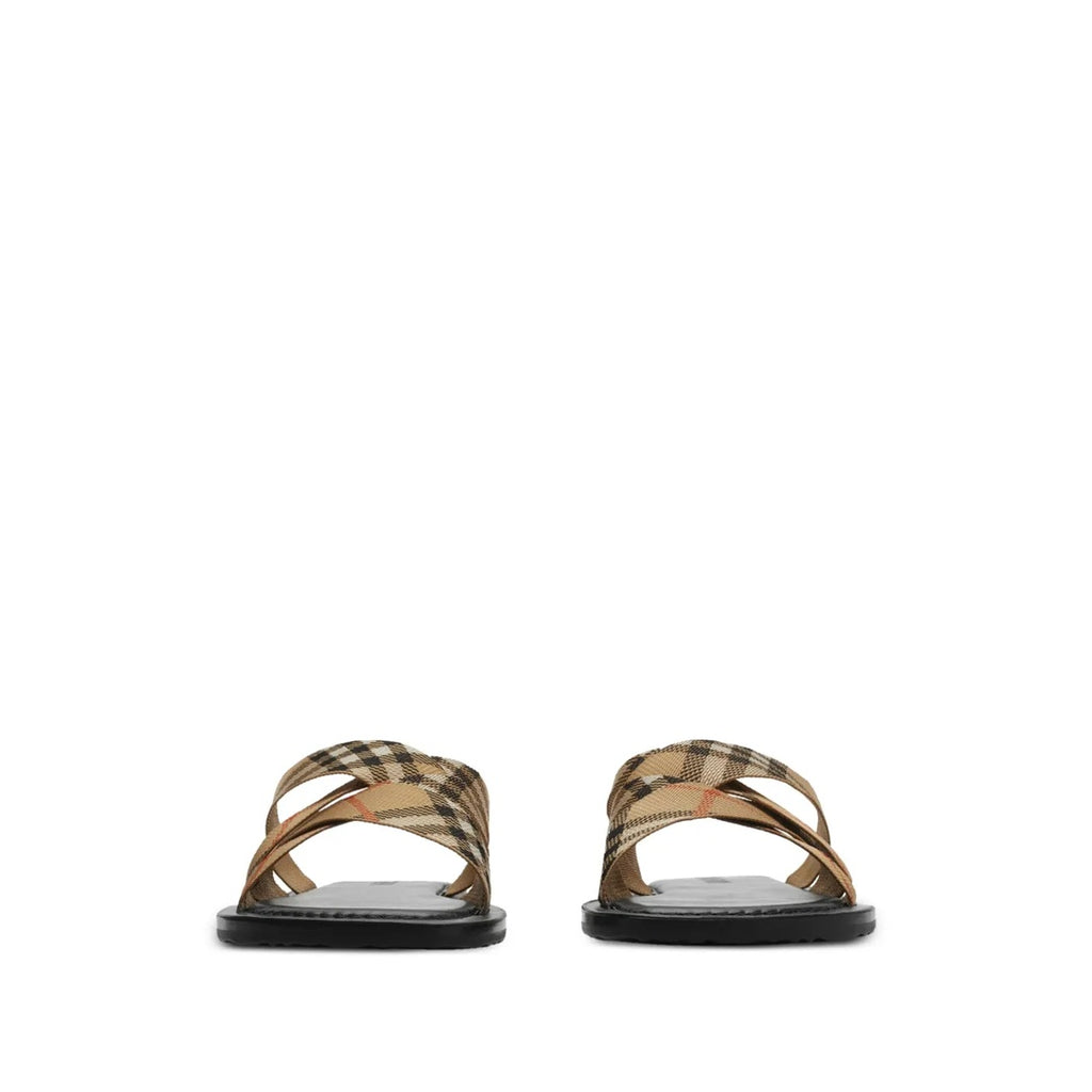 Burberry Pavilion Check Pattern Sandals Tan