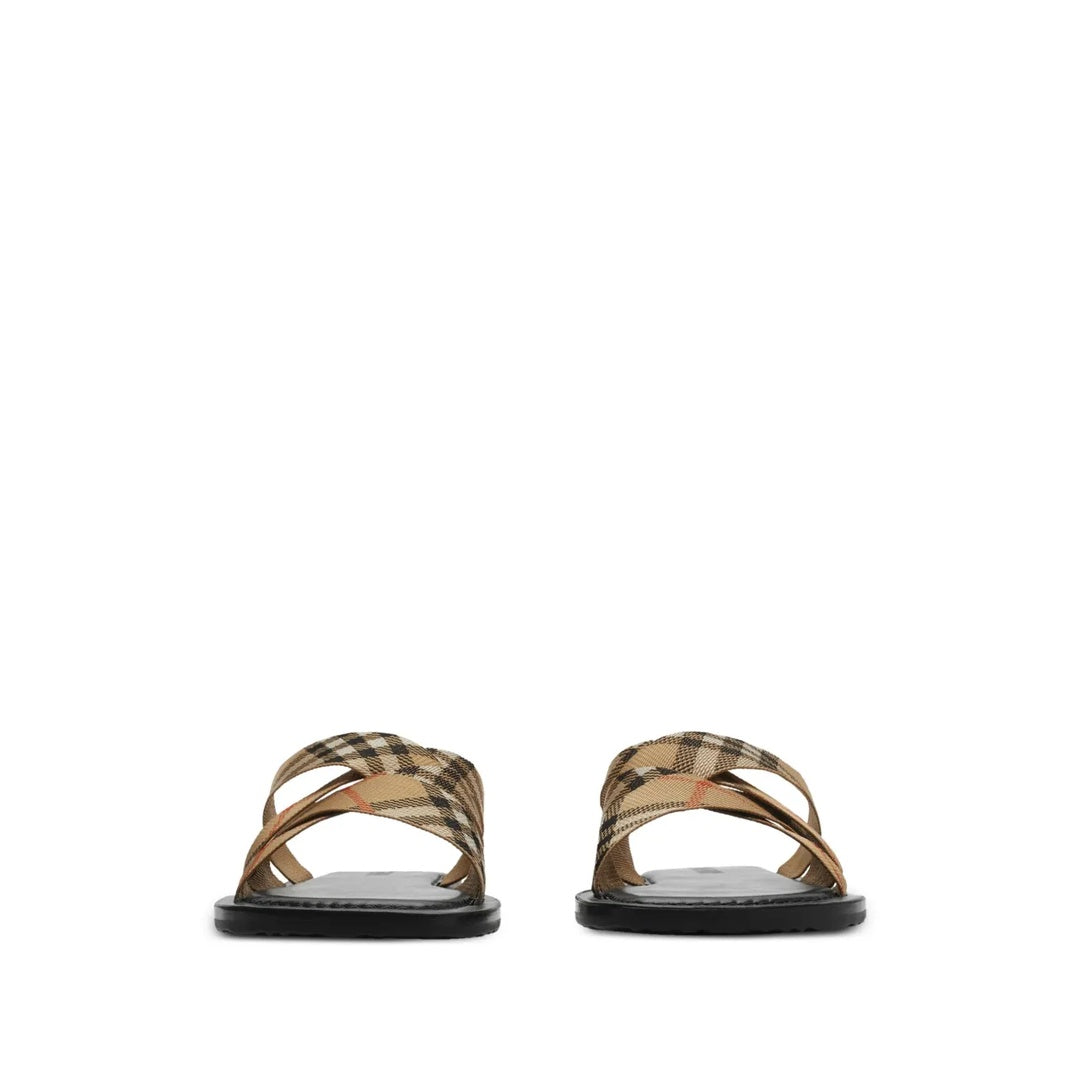 Burberry Pavilion Check Pattern Sandals Tan