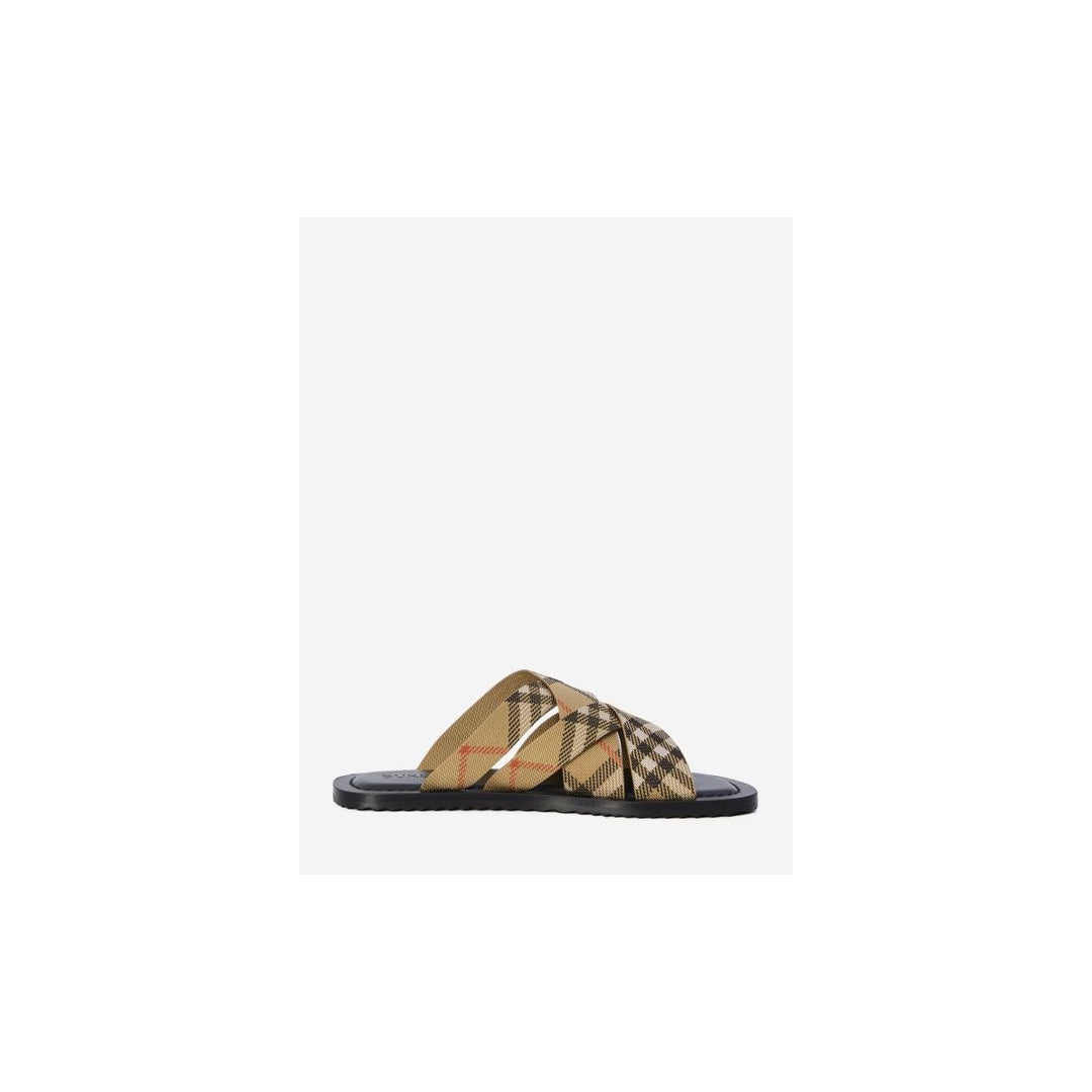Burberry Pavilion Check Pattern Sandals Tan