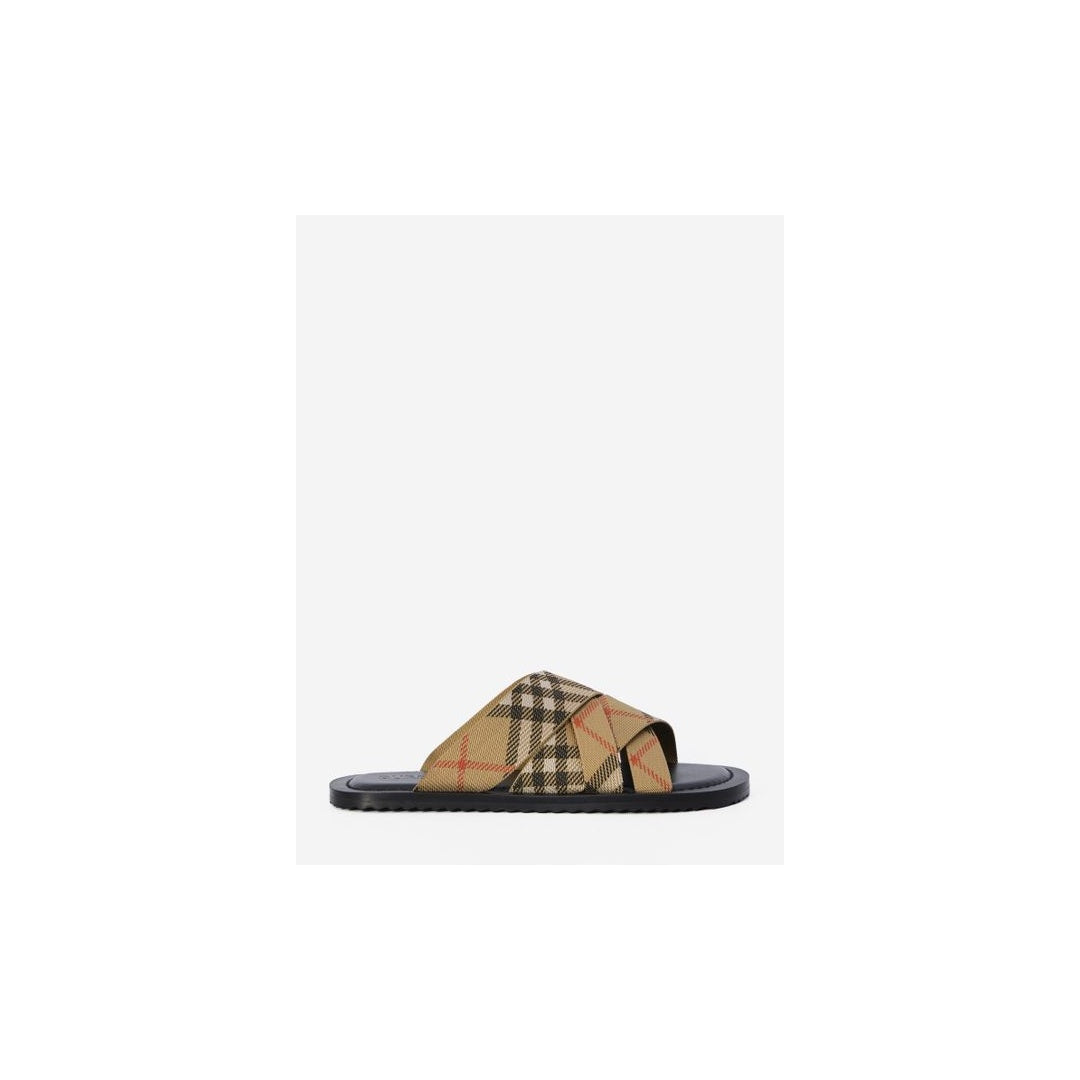 Burberry Pavilion Check Pattern Sandals Tan