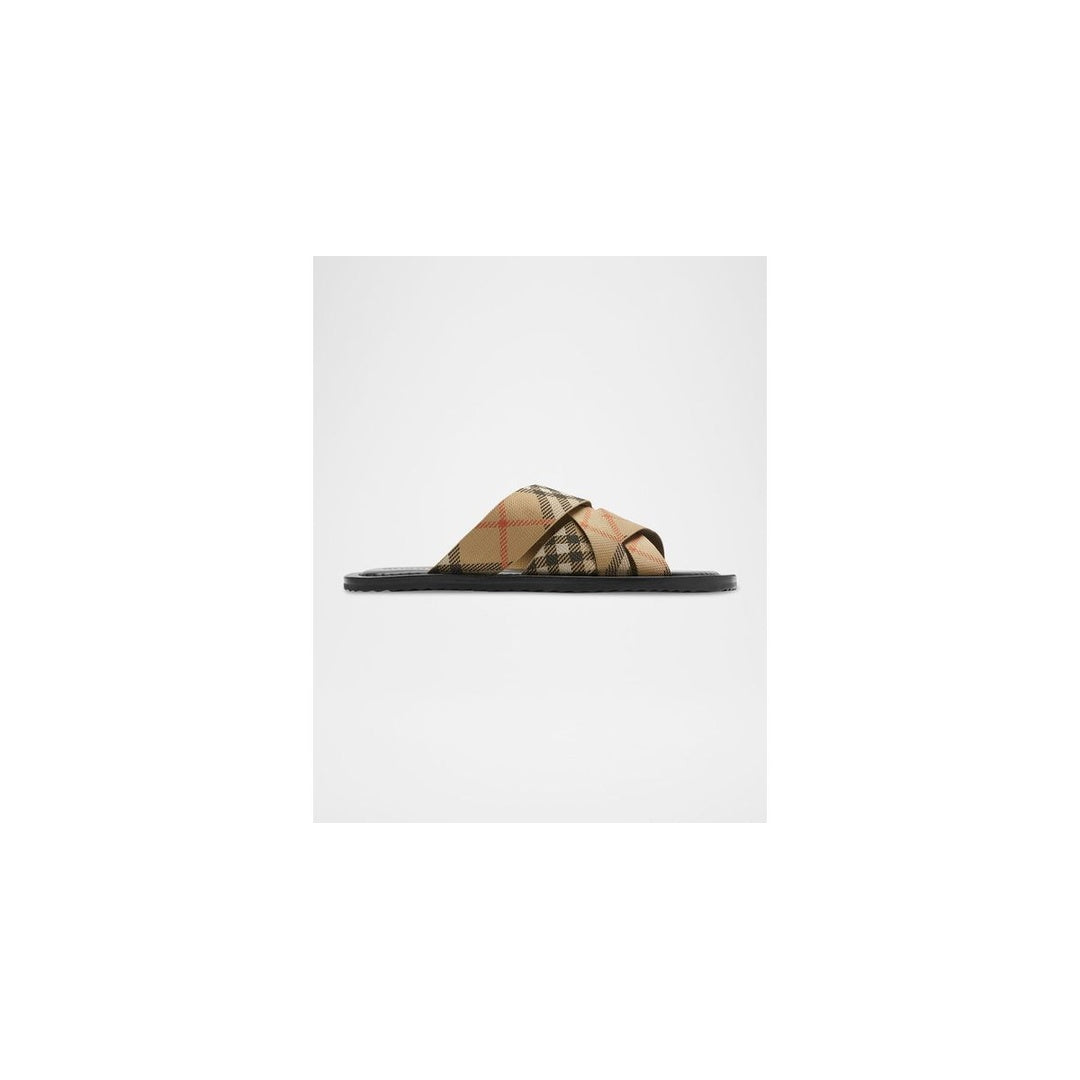 Burberry Pavilion Check Pattern Sandals Tan