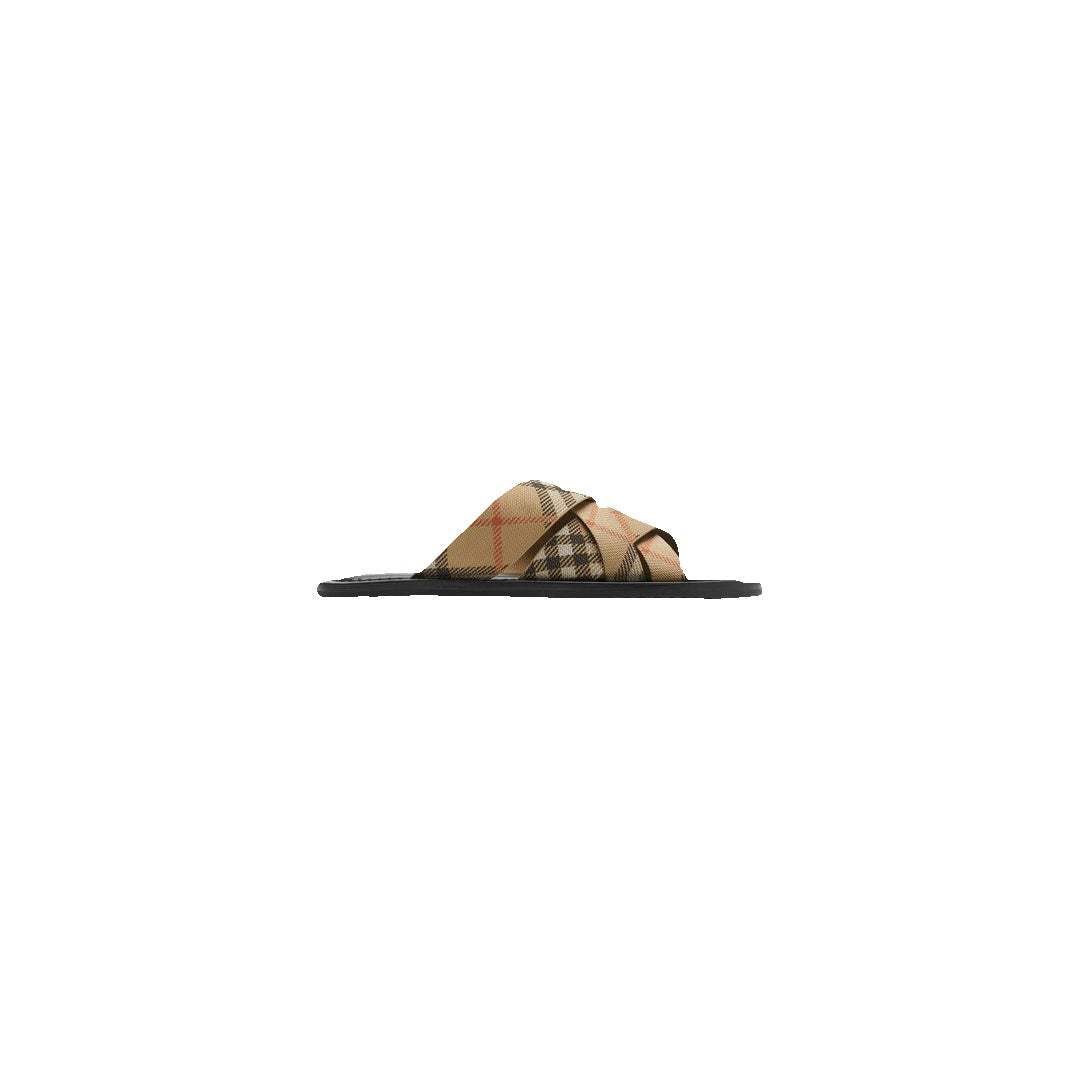 Burberry Pavilion Check Pattern Sandals Tan