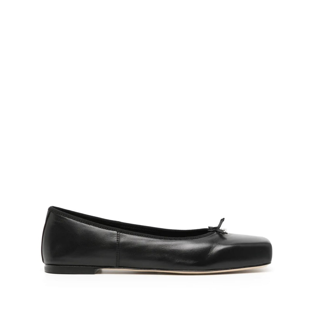 ALEXANDER WANG CRYSTAL CHAIN TRIM BALLET FLATS BLACK