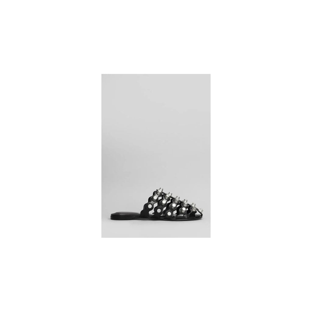 ALEXANDER WANG LEATHER REXA SLIPPER SLIDE BLACK