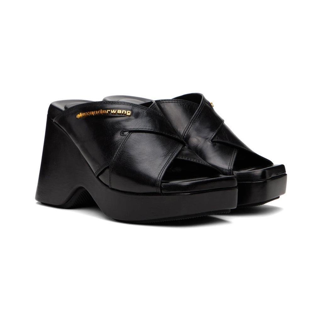 ALEXANDER WANG FLOAT CRISS CROSS WEDGE SANDAL BLACK