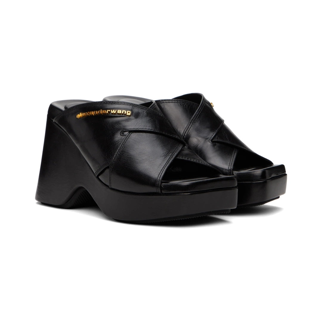 ALEXANDER WANG FLOAT CRISS CROSS WEDGE SANDAL BLACK