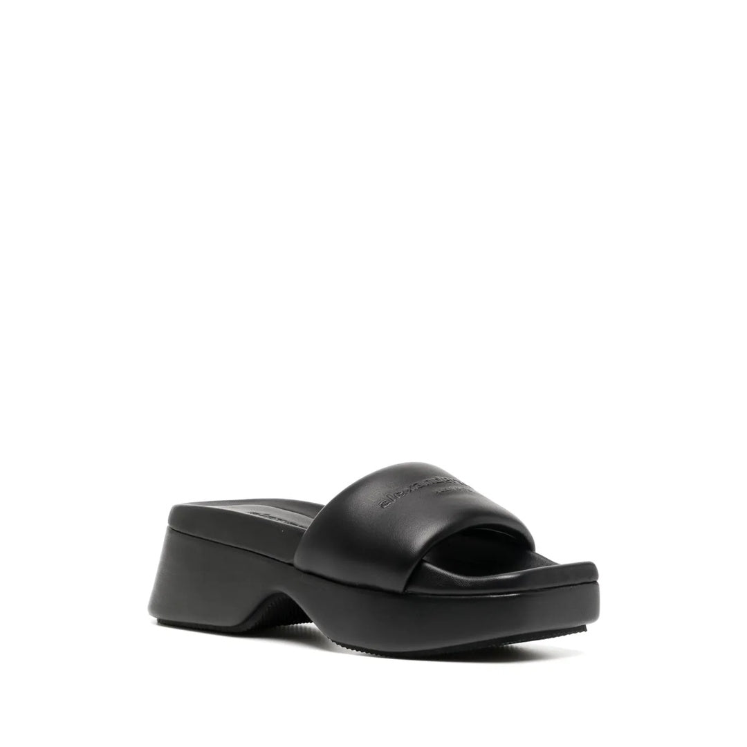 ALEXANDER WANG LOGO MOTIF PLATFORM SANDAL BLACK