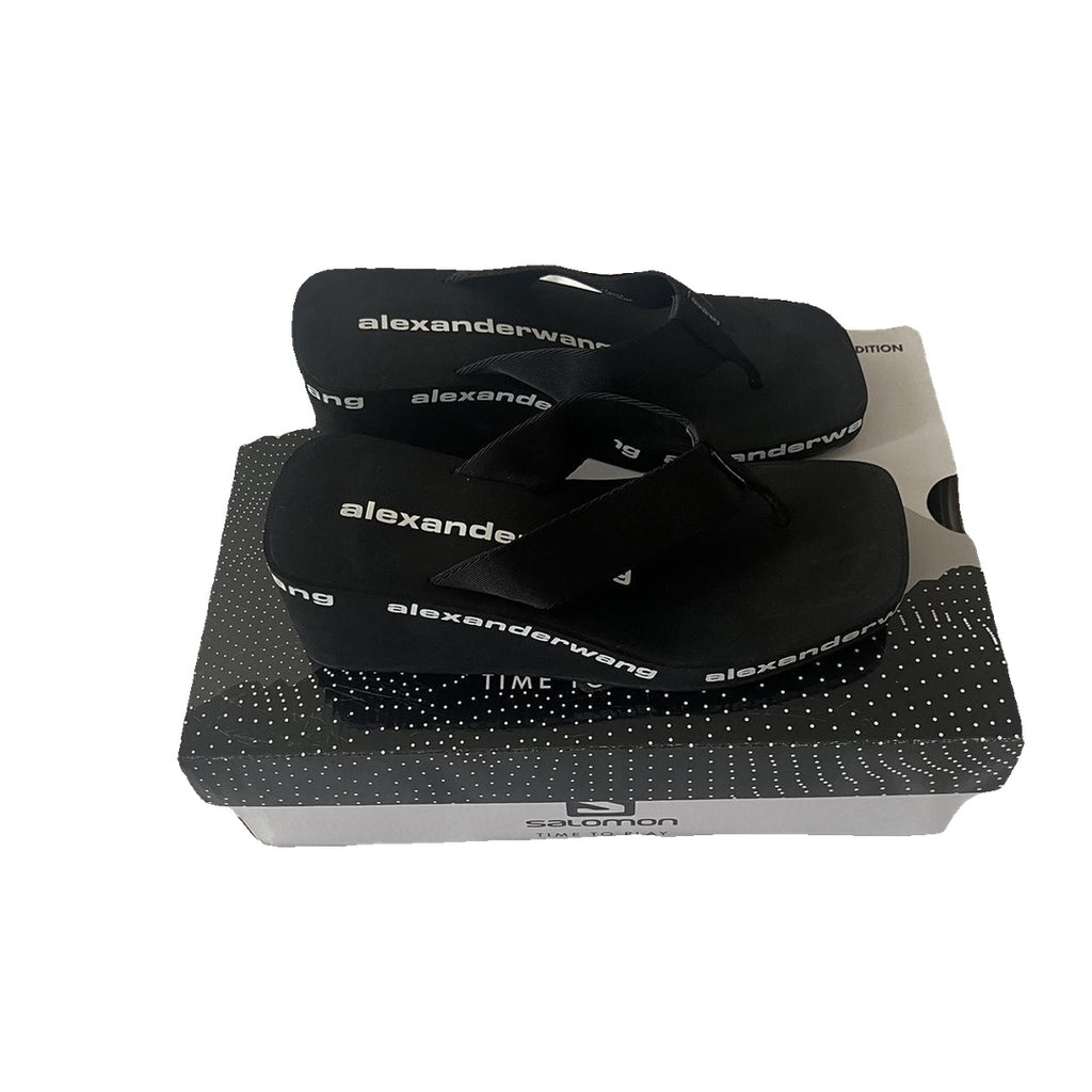 ALEXANDER WANG WEDGE FLIP FLOP SANDAL BLACK