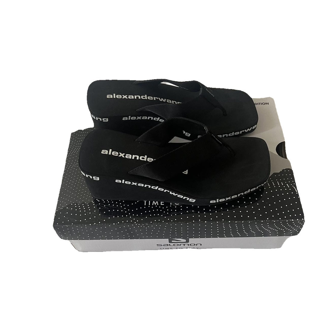 ALEXANDER WANG WEDGE FLIP FLOP SANDAL BLACK