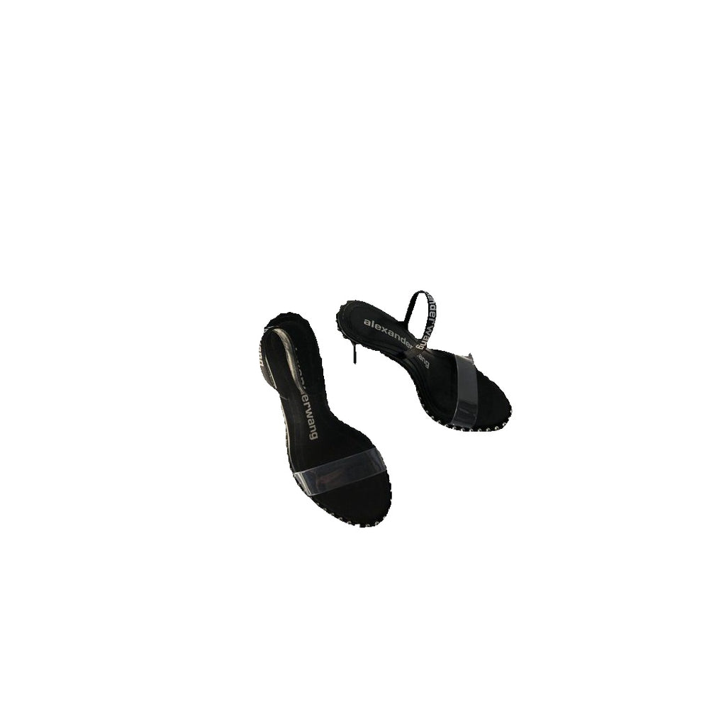 ALEXANDER WANG STILETTO SANDAL WITH CRYSTAL EMBELLISHMENTS BLACK