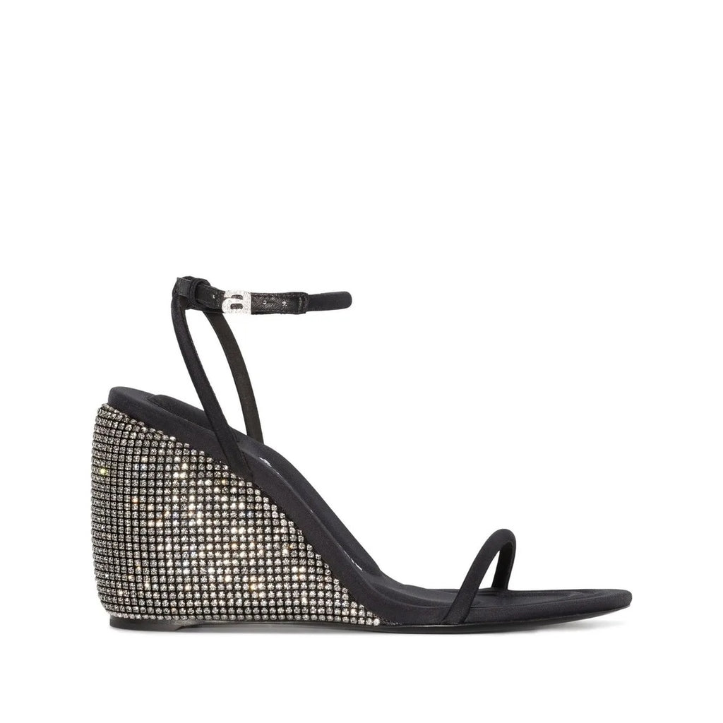 ALEXANDER WANG DAHLIA CRYSTAL WEDGE SANDAL BLACK