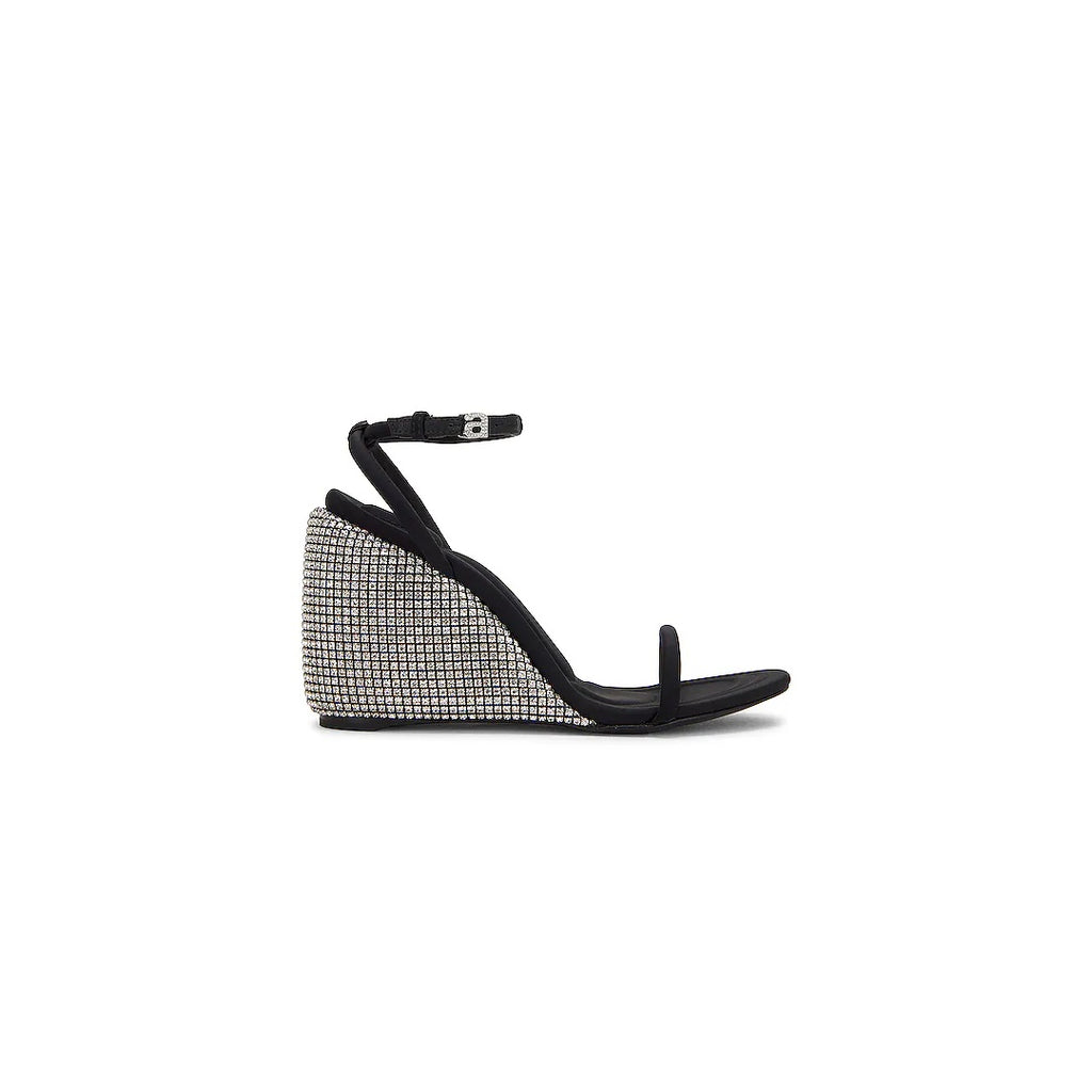 ALEXANDER WANG DAHLIA CRYSTAL WEDGE SANDAL BLACK