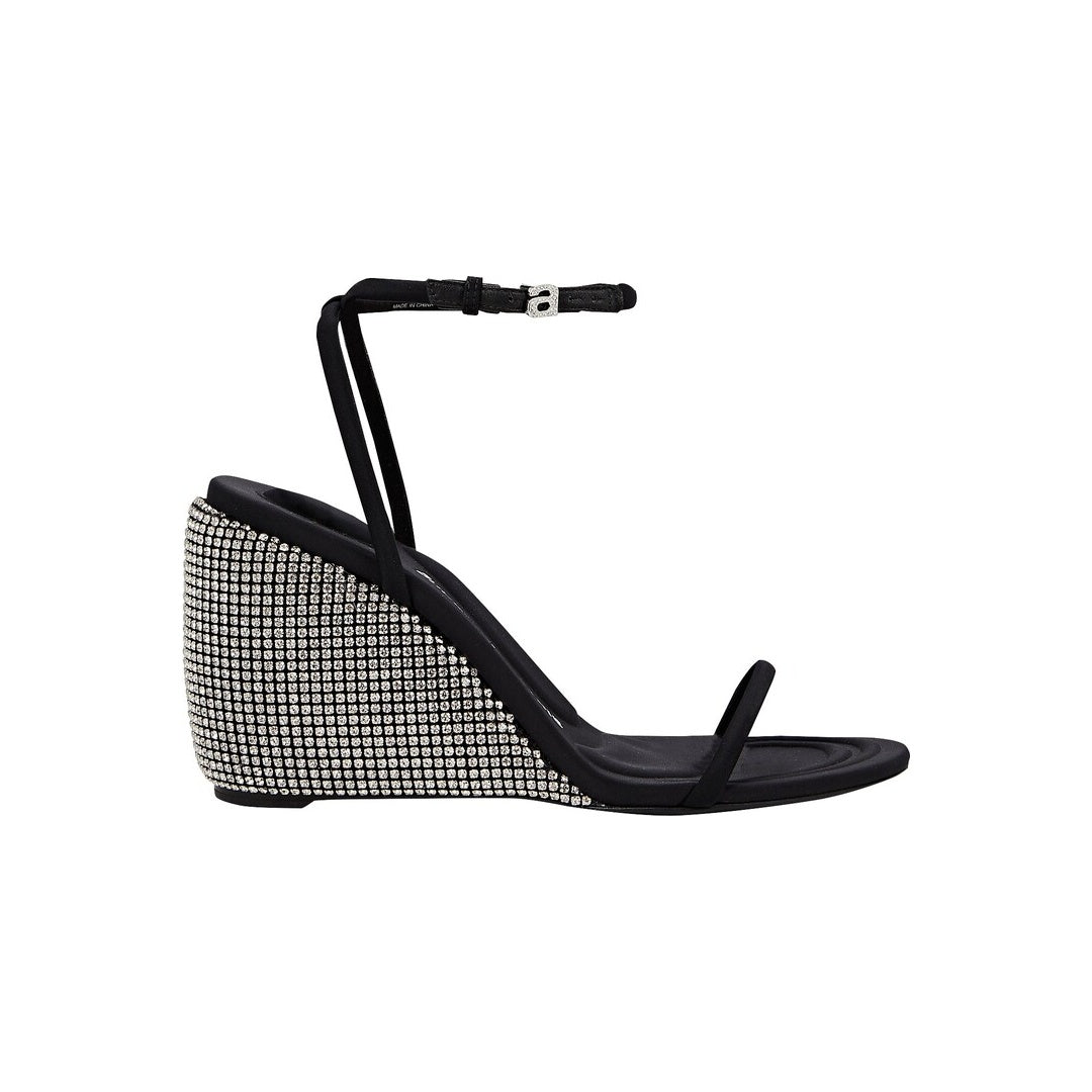 ALEXANDER WANG DAHLIA CRYSTAL WEDGE SANDAL BLACK