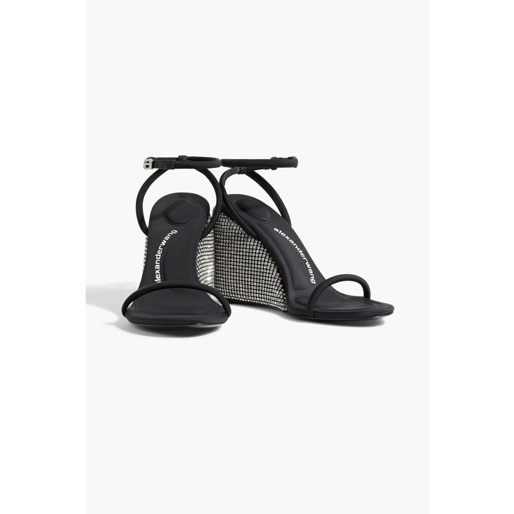ALEXANDER WANG DAHLIA EMBELLISHED WEDGE SANDAL BLACK