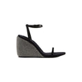 ALEXANDER WANG DAHLIA EMBELLISHED WEDGE SANDAL BLACK