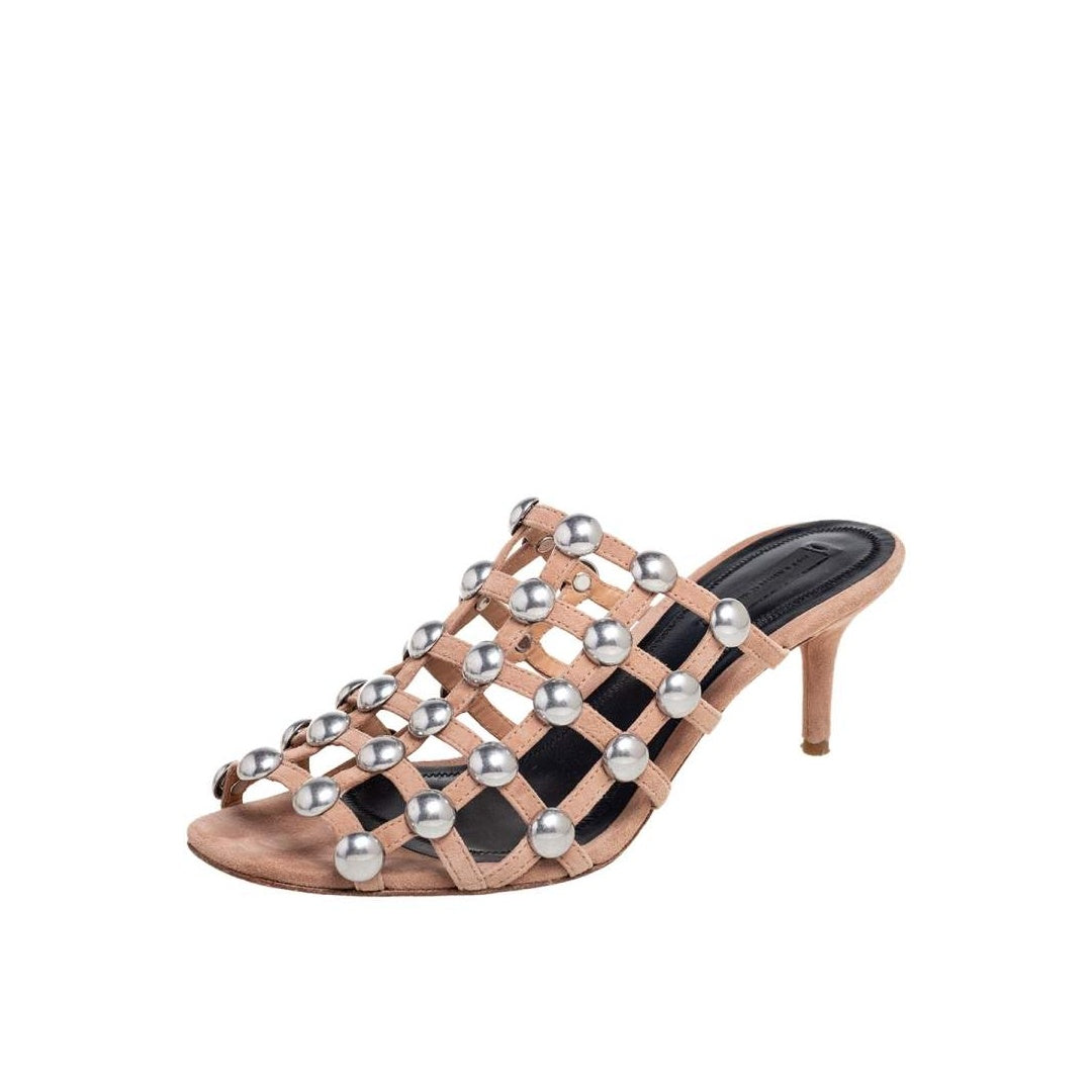ALEXANDER WANG SADIE STUDDED CAGED MULE SANDAL NUDE