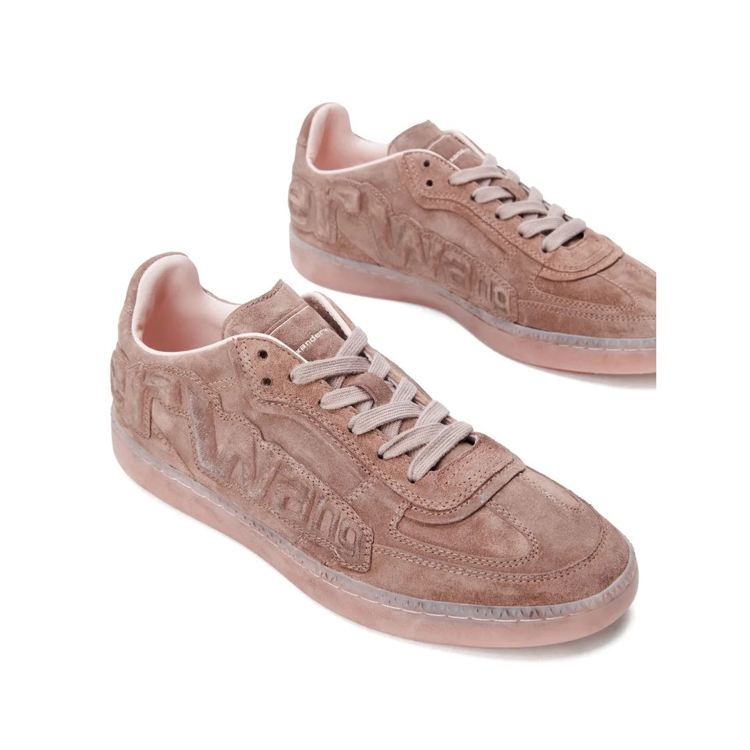 ALEXANDER WANG LEX LOGO-EMBOSSED SUEDE SNEAKER PINK