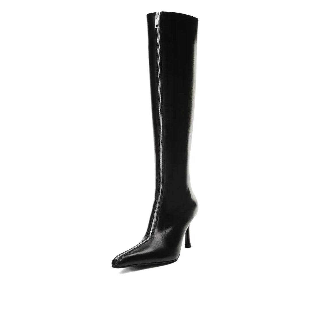 ALEXANDER WANG VERA ZIP-DETAIL POINTED-TOE BOOT BLACK