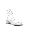RENÉ CAOVILLA CLEO SANDAL GREY CRYSTAL-EMBELLISHED SILVER