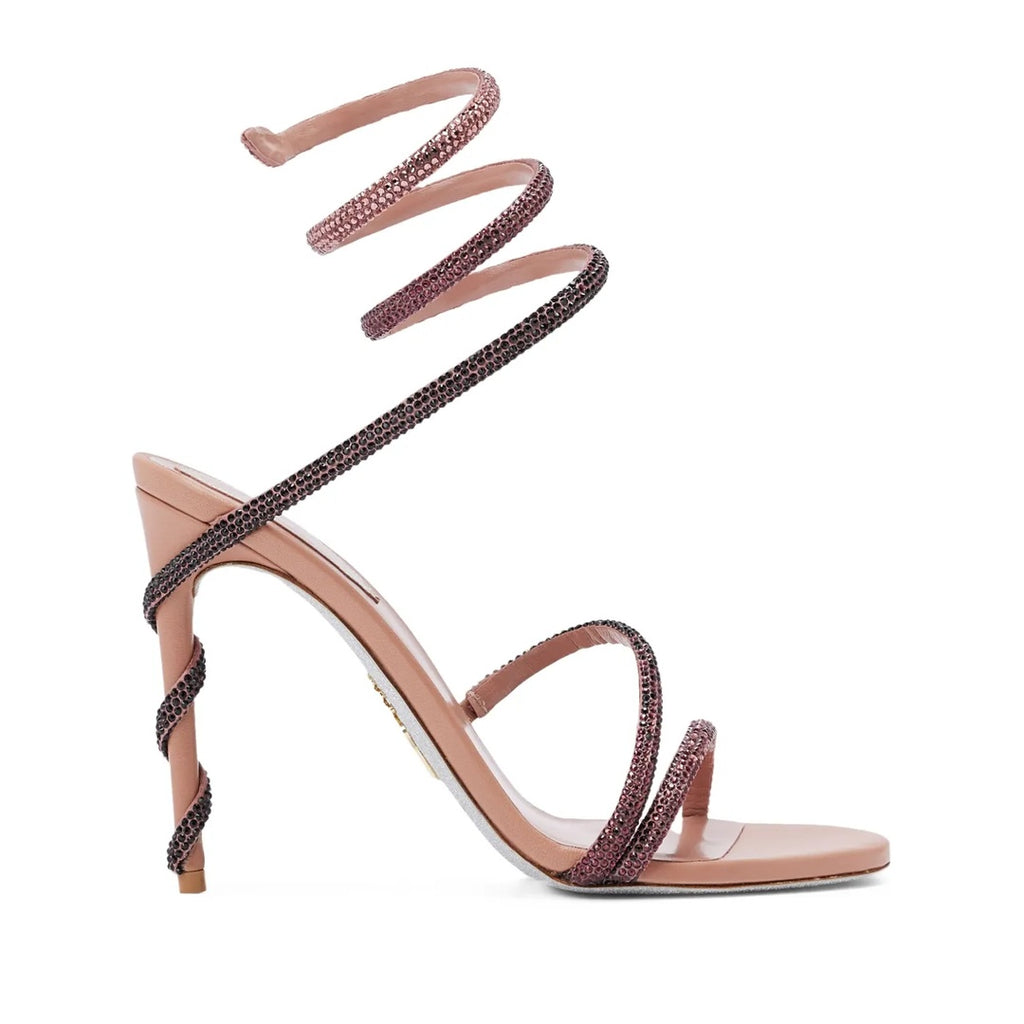 RENÉ CAOVILLA CLEO LEATHER HEELED SANDAL PINK
