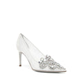 RENÉ CAOVILLA VENEZIANA GOLDEN LACE CRYSTAL SLINGBACK PUMP WHITE