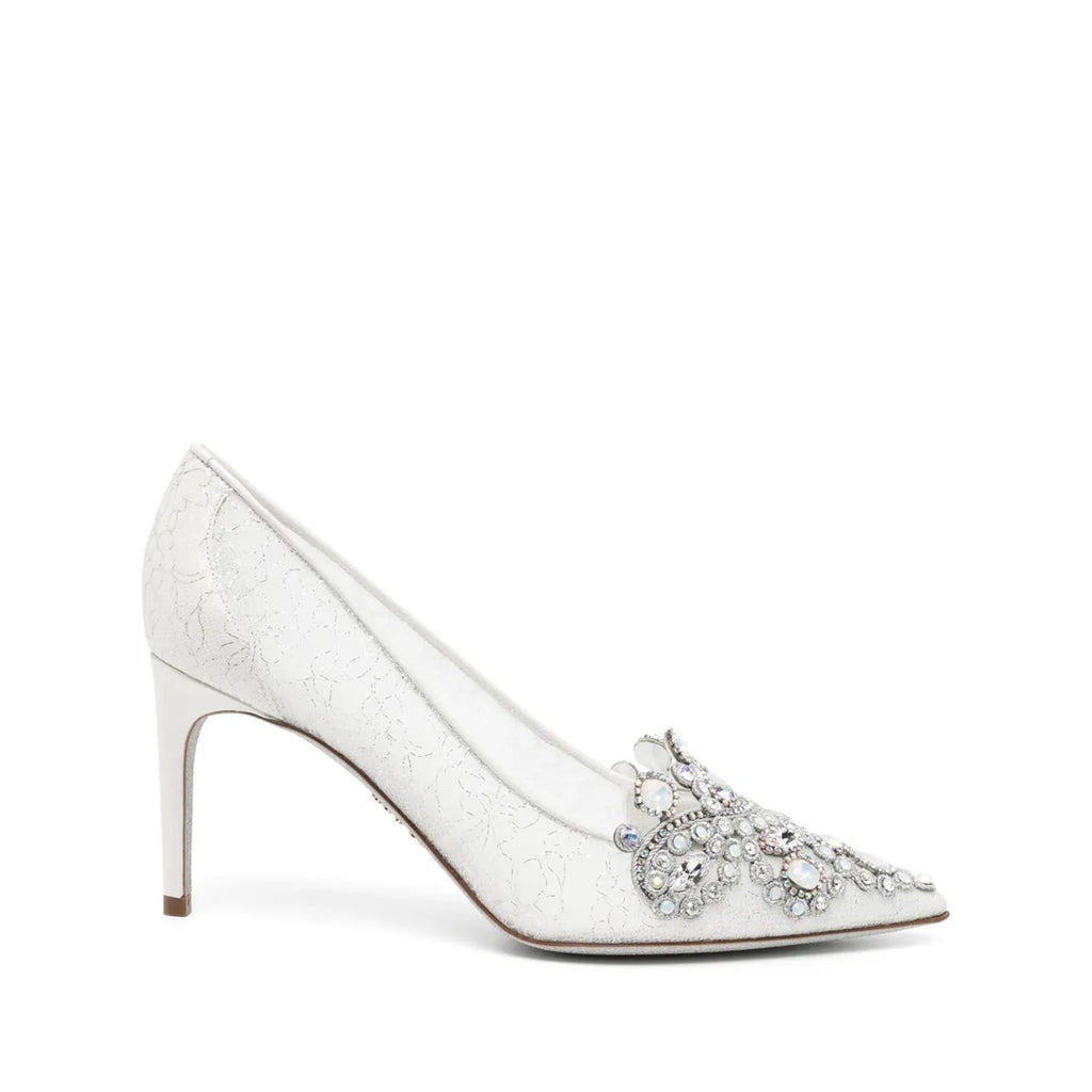 RENÉ CAOVILLA VENEZIANA 65MM CRYSTAL PUMP WHITE