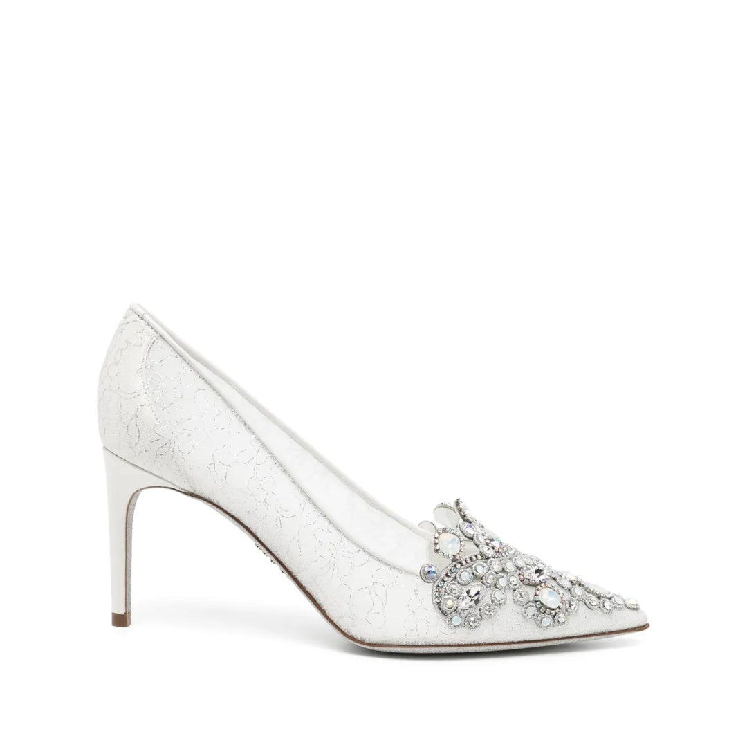 RENÉ CAOVILLA VENEZIANA 65MM CRYSTAL PUMP WHITE