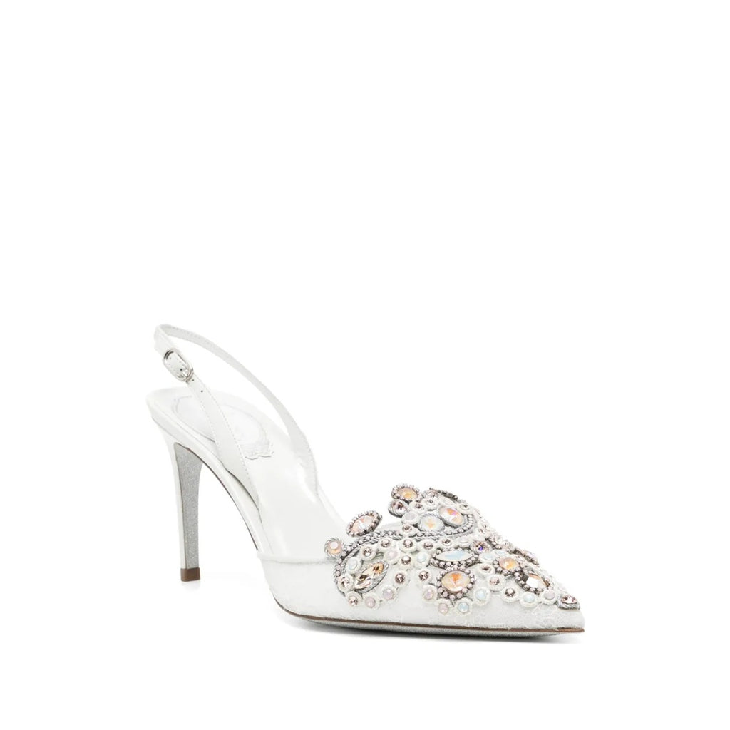 RENÉ CAOVILLA VENEZIANA 65MM CRYSTAL PUMP WHITE