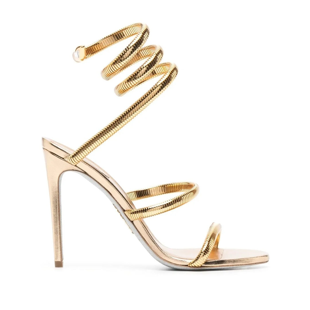 RENÉ CAOVILLA ELLABRITA HEELED SANDAL GOLD