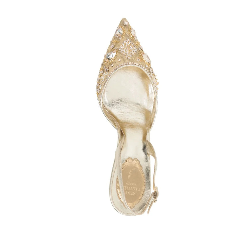 RENÉ CAOVILLA ELLABRITA PUMP SANDAL GOLD