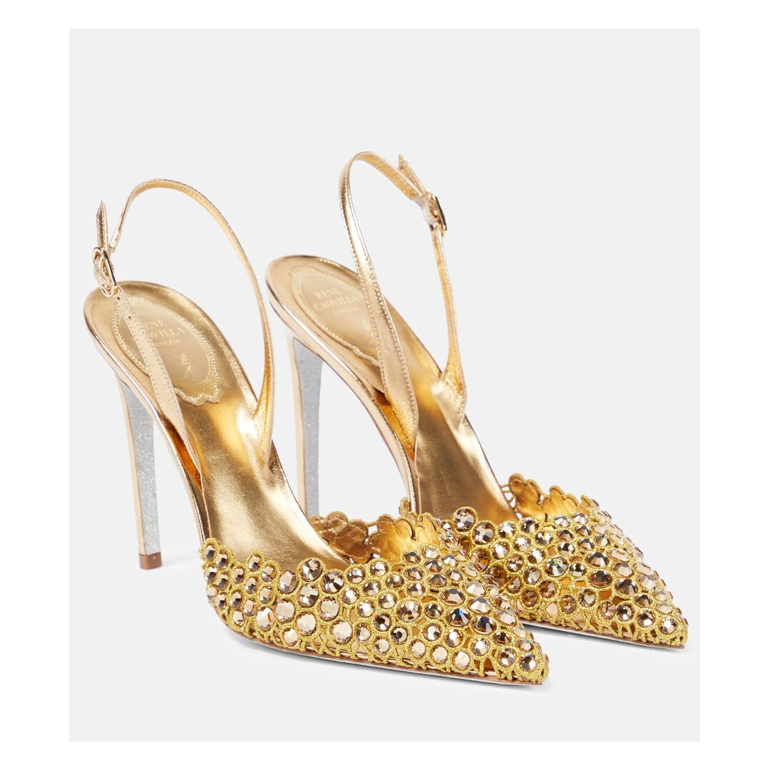 RENÉ CAOVILLA ELLABRITA PUMP SANDAL GOLD