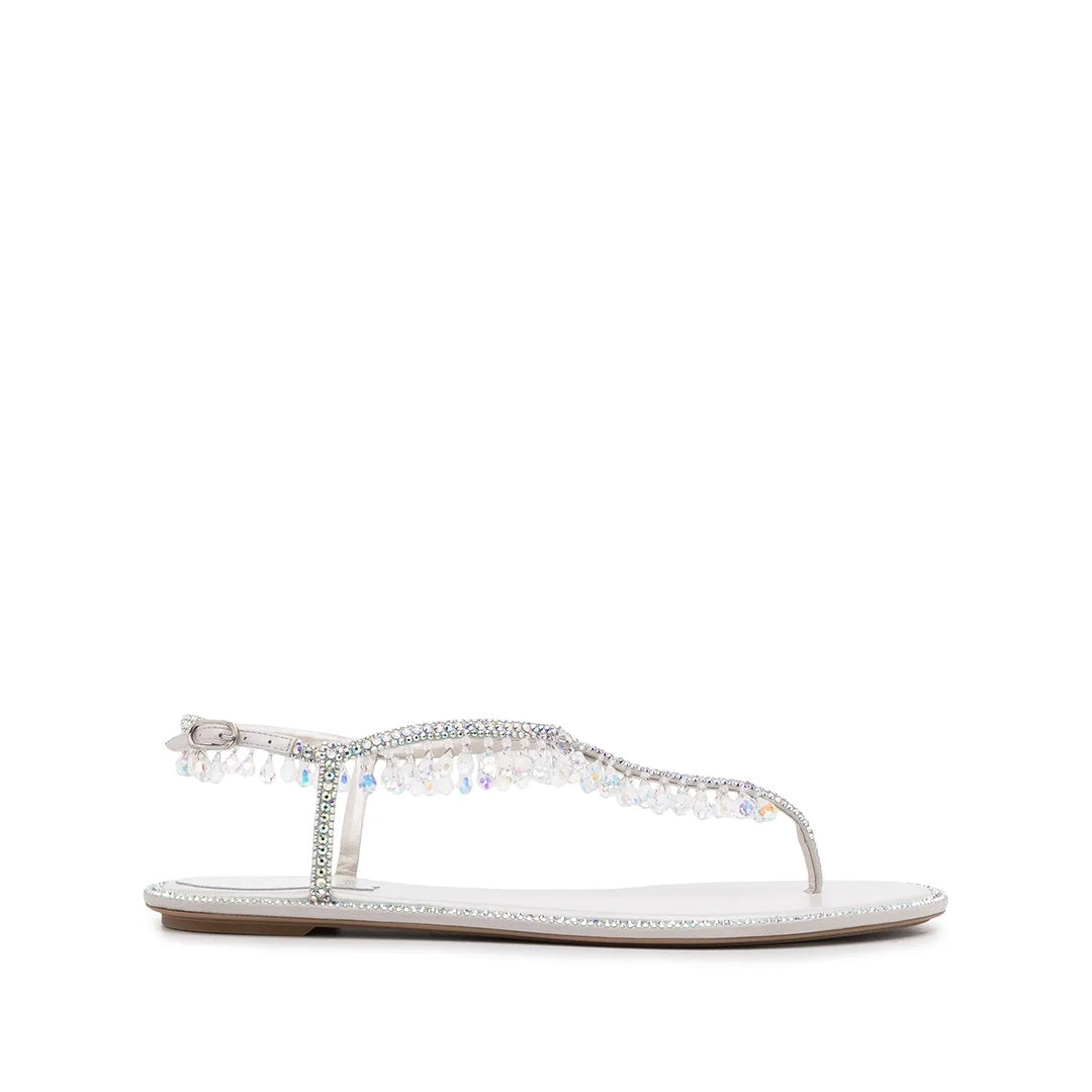 RENÉ CAOVILLA EDEN CRYSTAL-EMBELLISHED FLAT ESPADRILLE IVORY