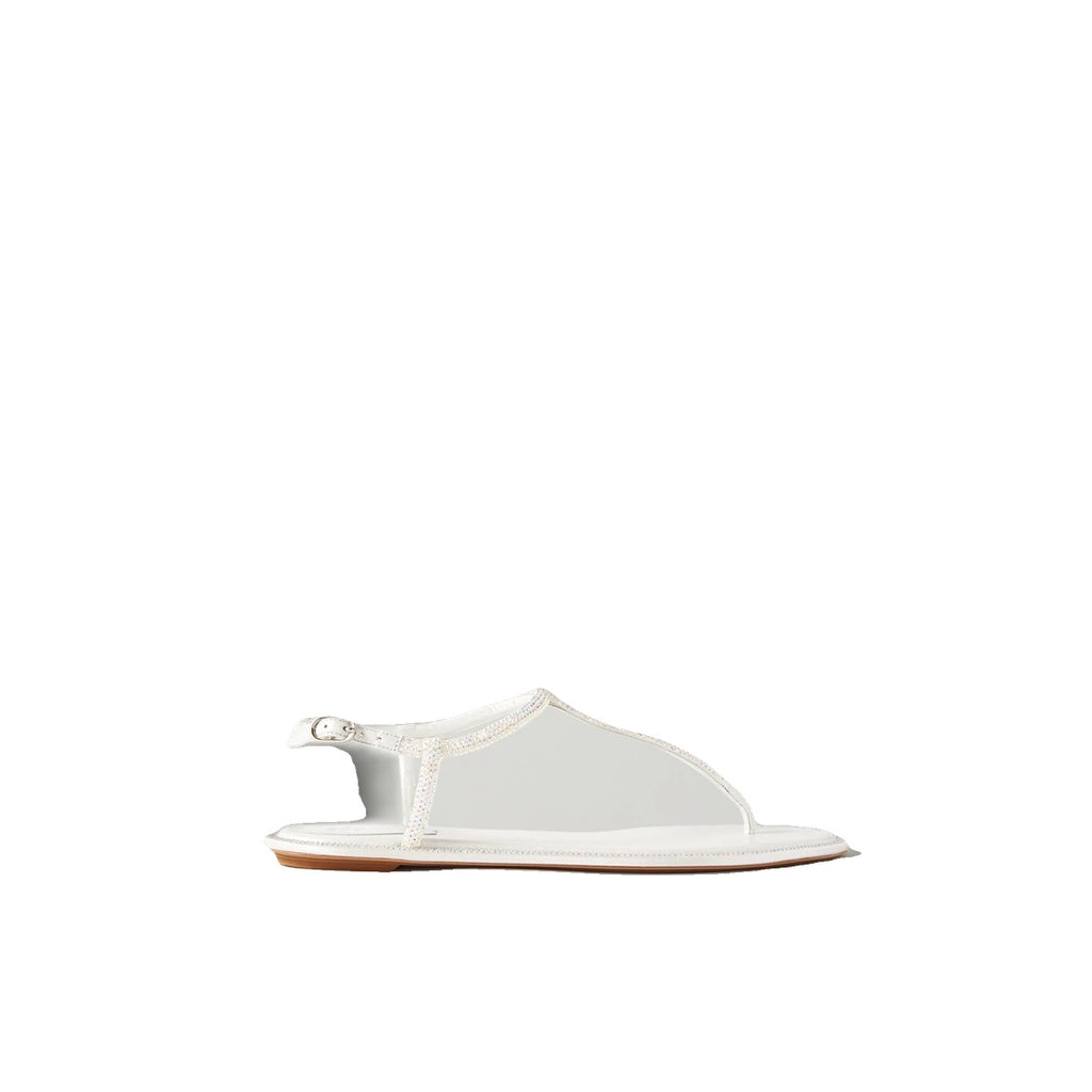 RENÉ CAOVILLA DIANA CRYSTAL FLAT SANDAL WHITE
