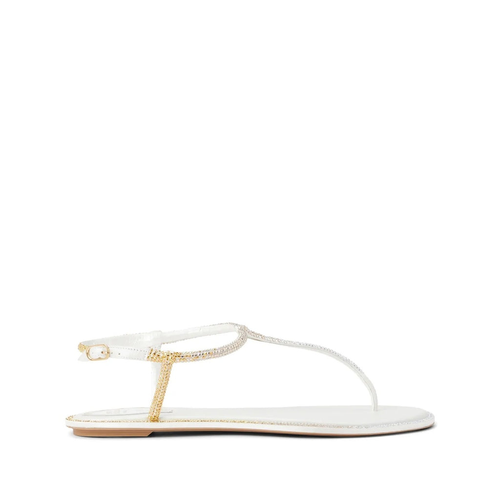 RENÉ CAOVILLA DIANA CRYSTAL FLAT SANDAL WHITE