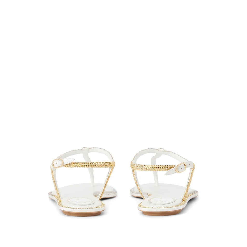 RENÉ CAOVILLA DIANA CRYSTAL FLAT SANDAL WHITE