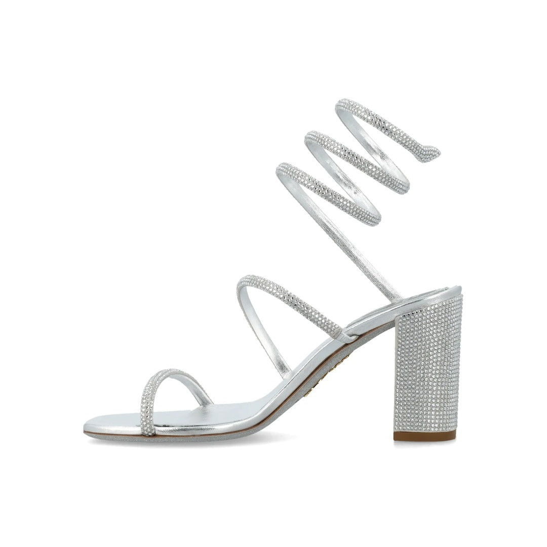 RENÉ CAOVILLA STRASS T-STRAP THONG SANDAL SILVER