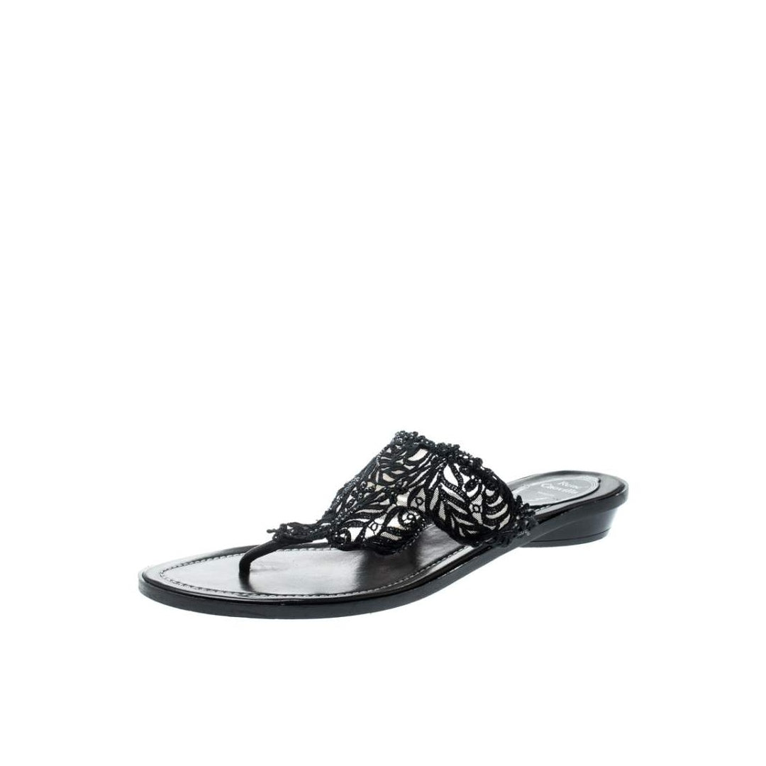 RENÉ CAOVILLA THONG SANDAL LEATHER BLACK