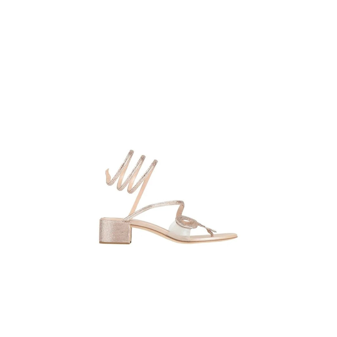 RENÉ CAOVILLA THONG SANDAL TEXTILE LEATHER NATURAL