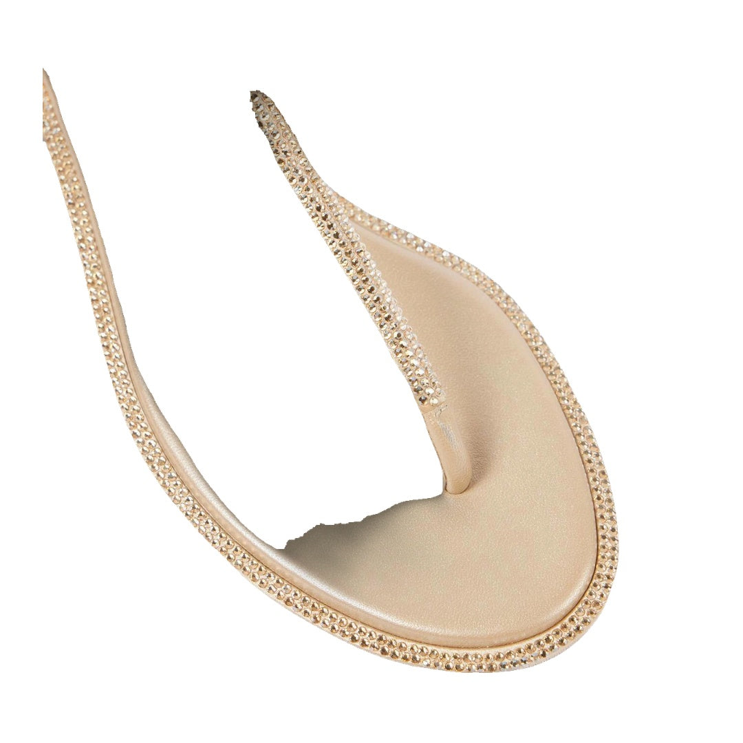 RENÉ CAOVILLA THONG SANDAL TEXTILE LEATHER NATURAL