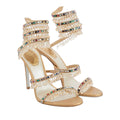RENÉ CAOVILLA SATIN CHANDELIER HEELED MULE GOLD
