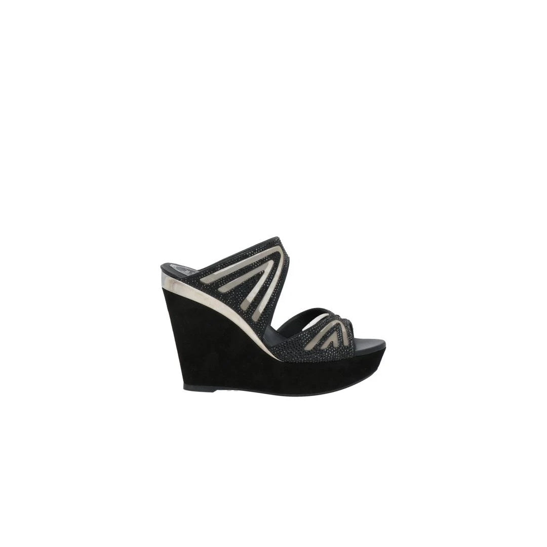 RENÉ CAOVILLA MULES TEXTILE FIBERS BLACK