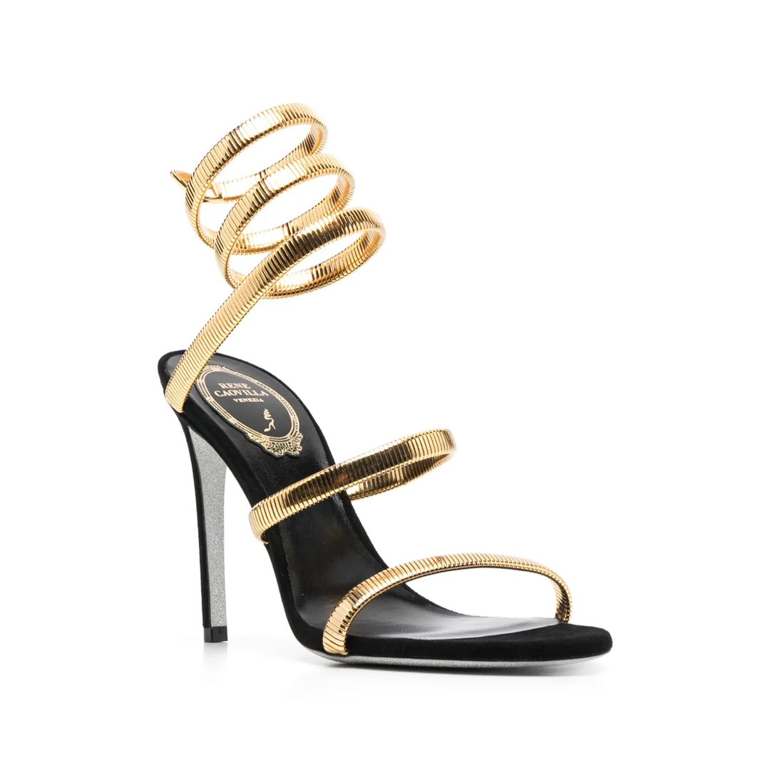 RENÉ CAOVILLA JUNIPER BOOT BLACK SUEDE GOLD SNAKE