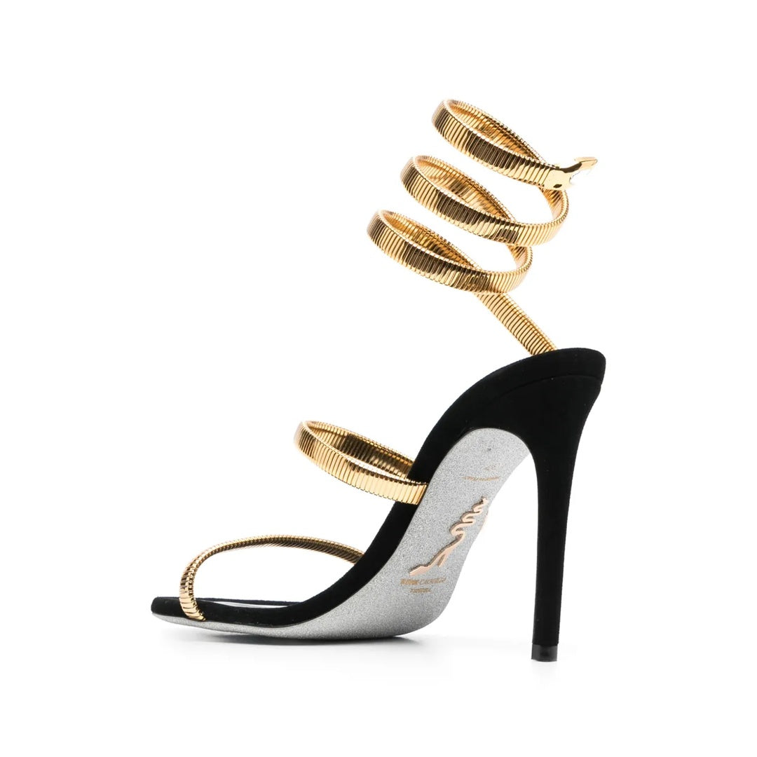 RENÉ CAOVILLA JUNIPER BOOT BLACK SUEDE GOLD SNAKE